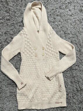 2000s Billabong Chunky Knit Long Boho Cardigan Sweater Size S